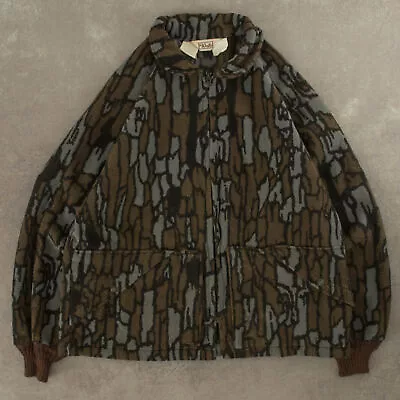 Buy Vintage 90s Walls Camo Fleece Jacket L Men's Brown • 50£