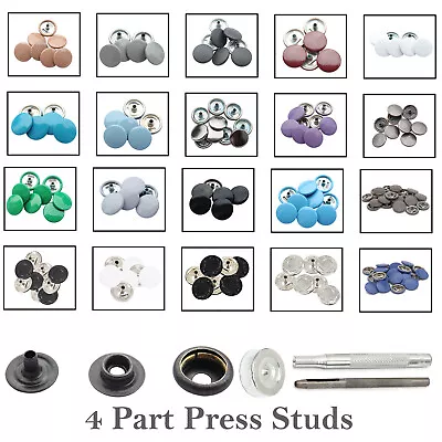 Buy Small Press Studs Snap Fasteners 15mm 4 Part With Hand Tool DIY Clothing Repair • 74.19£
