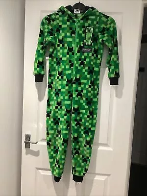 Buy Minecraft All In One Hooded Pyjamas Lounge Suit Age 10 • 9.95£