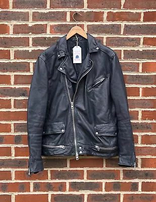 Buy All Saints Mens ISHIDA Leather Biker Jacket Moto Bomber Allsaints XL A463 • 259.99£