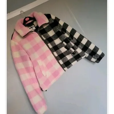 Buy Noisy May Pink Chequered Teddy Bear Jacket • 35£