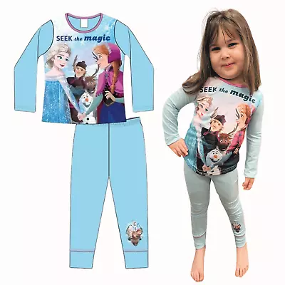 Buy Disney Frozen Girls Pyjamas Elsa Anna Olaf Nightwear Pyjama Set Age 4 - 10 Years • 7.99£