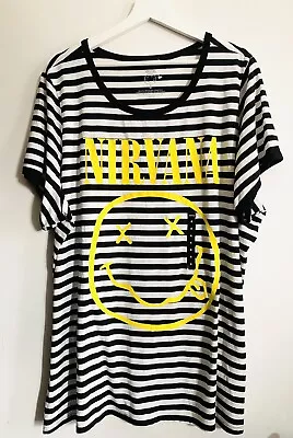 Buy Torrid XXL Nirvana Black White Striped S/S T-Shirt Unisex BNWOT • 19.99£