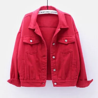 Buy Womens Ladies Stretch Denim Jacket Soft Cotton Loose Plus Zise Stonewash Coat& • 28.08£