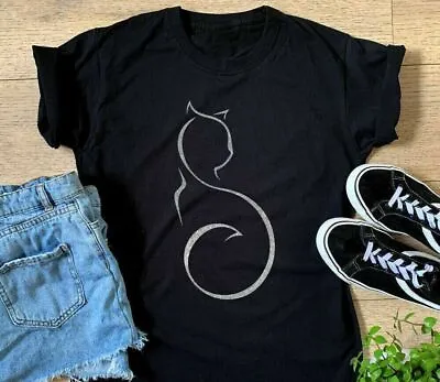 Buy Ladies Cat Silhouette Outline T Shirt Swirl Tabby Kitten Mum Birthday Gift Top • 13.99£