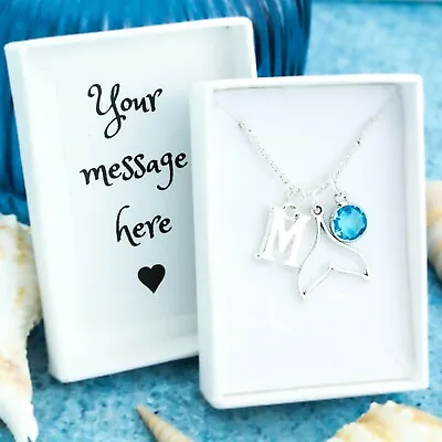 Buy Whale Tail Necklace, Personalised Gift, Dainty Ocean Jewellery, Mermaid Pendant • 17.49£