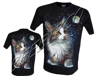 Buy Kittens Cats Cute Animal Moon Cat 100% Cotton T-Shirt, Front & Back Print M-3XL • 11.99£