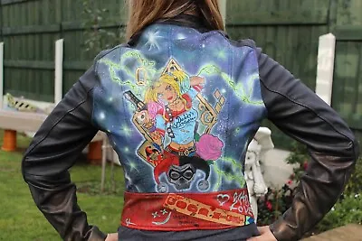 Buy Custom Women Leather Jacket SuperDry Harley Quinn, Hand Painted • 200£