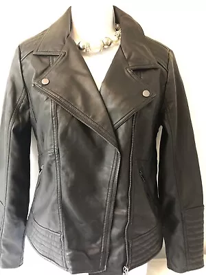 Buy 💕TU Collection NEW Never Worn Uk14 Soft Faux Leather Biker Jacket Black💕 • 14.50£