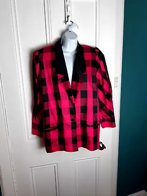 Buy 1980s Style Ladies Black Red Check Jacket Fit Uk 16 By Nickermanns Tailoring • 14.50£