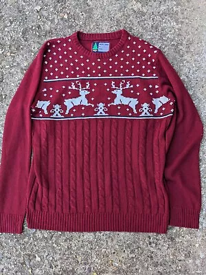 Buy Men's Reindeer Christmas Jumper,Size L,Burgundy,48 Chest • 8.95£