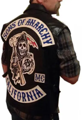 Buy New Sons Of Anarchy Biker Vest | SOA Motorcycle Highway Gangs Real Leather Vest • 69.99£