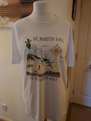 Buy Carribean Island St Maarten Dutch West Indies White T Shirt  XL • 12.99£