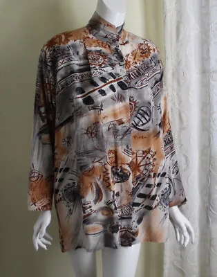 Buy Loretta Di Lorenzo Vtg 80s Futurist Italian 40 36 S M Silk Art-to-Wear Shirt Top • 215.42£