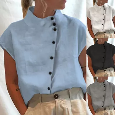 Buy Womens Elegant Solid Button Raglan Sleeve T Shirt Ladies Casual Blouse Tops Work • 11.39£