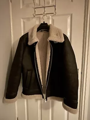 Buy Mens Zara Jacket Faux Leather Fur Large • 39.99£