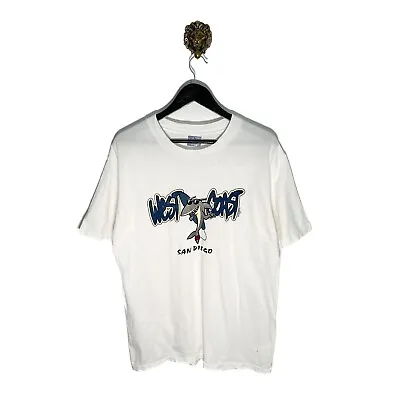 Buy West Coast San Diego Vintage 90s Single Stitch Graphic Print T Shirt Size Medium • 19.99£