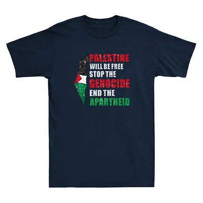 Buy Palestine Will Be Free Stop The Genocide End The War Quote Vintage Men's T-Shirt • 13.99£