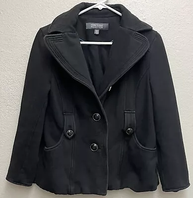 Buy Women’s Kenneth Cole Reaction Black Cotton Blend Pea Coat Jacket Button Medium • 14.48£