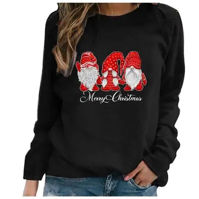 Buy Christmas Womens Loose Sweatshirt Jumper Blouse Ladies Long Sleeve Tops Size 12 • 10.59£