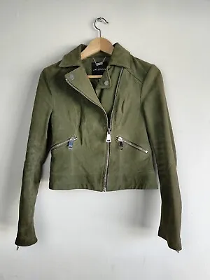 Buy A.M. London Genuine Leather Khaki Green Biker Flight Jacket - Women's UK 10 • 34.95£