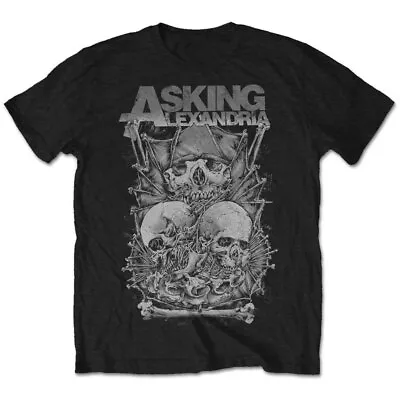 Buy ASKING ALEXANDRIA  Unisex T- Shirt -  Skull Stack  - Black Cotton  • 13.99£
