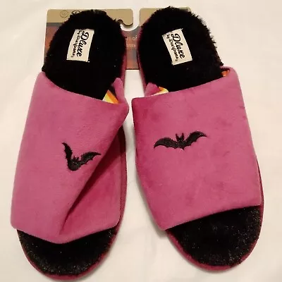 Buy Dearfoams Deluxe Purple Black  Bat Women's Memory Foam Slippers Size L  9-10 • 9.66£