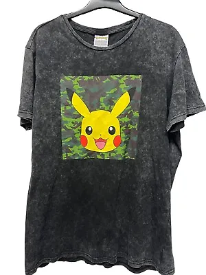 Buy Pokemon Big Graphic Pikachu Official T Shirt Tee Grey UK Size Large • 7.99£