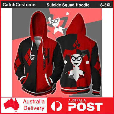 Buy Suicide Squad Joker Harley Quinn Hoodie Zip Up Coat Anime Cosplay Sweatshirts • 24.64£