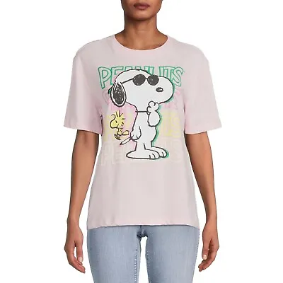 Buy Snoopy Peanuts Women's Pink T-Shirt, Size Small, 100% Cotton • 9.60£