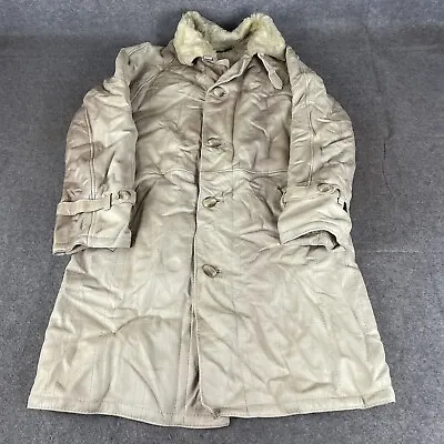 Buy VINTAGE Sheepskin Jacket Mens Small Beige Coat Long Leather Thick Overcoat • 9.99£