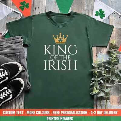 Buy King Of The Irish T Shirt Funny Ireland St Patrick's Day Rugby Football Gift Top • 12.99£