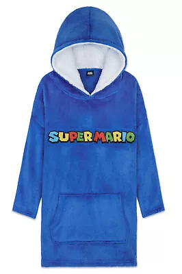 Buy Super Mario Blue Hoodie For Boys, Fleece Oversized Hoodie Blanket For Kids • 24.49£