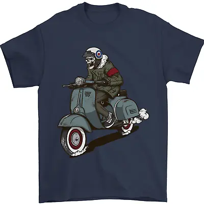 Buy Scooter Skull Biker Motorcycle MOD Mens T-Shirt 100% Cotton • 7.49£