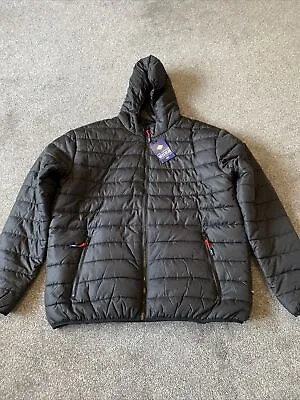 Buy Lee Cooper Workwear Black Hooded Padded Showerproof Windproof Jacket Coat XL • 38.99£