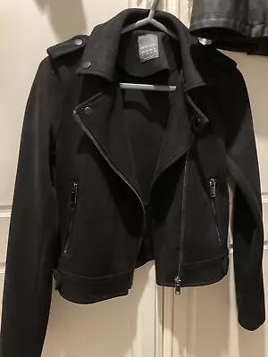 Buy Primark Faux Suede Biker Jacket Size 8 Black  • 14.99£