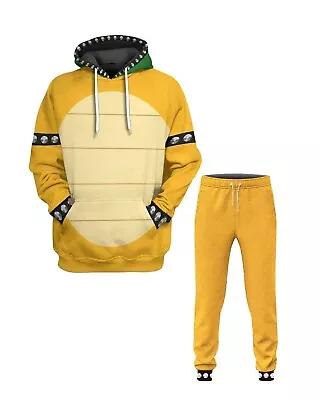 Buy Adults Mario Bro Bowser Costume 3D Hoodie Sweatshirt Pullover Hoody Jumper Pants • 31.57£