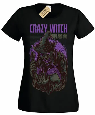 Buy Crazy With T-Shirt Halloween Creepy Gothic Womens Ladies • 11.95£