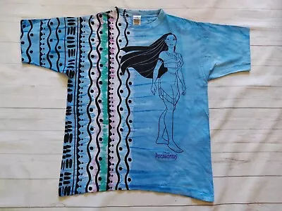 Buy Vintage 90s Disney Pocahontas Movie All Over Print Single Stitch T-shirt L/XL • 149.99£