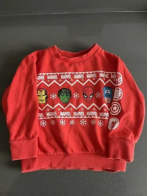 Buy Boys Red Marvel Christmas Jumper From Next Age 2-3 • 7£