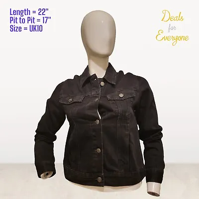 Buy Ladies Denim Co Black Denim Jacket Size 10 • 2.99£