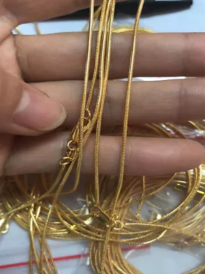 Buy 5pcs 18K Gold Plated Snake Chain Necklace 1mm For Women Men Fashion Jewelry • 4.79£
