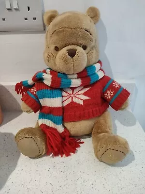 Buy Winnie The Pooh Teddy Bear Disney Store 2008 Christmas Sweater Scarf Plush Toy • 4.99£