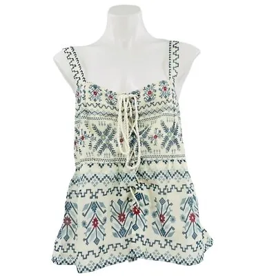 Buy ANTHROPOLOGIE Forever That Girl Floral Lace Up Peplum Tank Size L • 37.89£