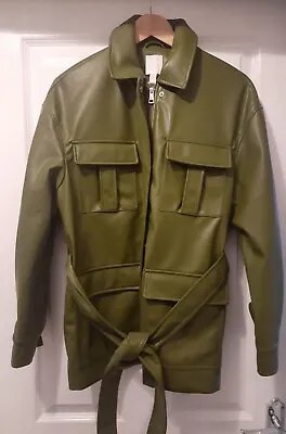 Buy H&M Green Faux Leather Jacket Size Small • 12£
