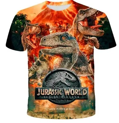 Buy Summer Children Tshirt 3D Short Sleeved Jurassic World Boys Or Girls 4-14Years • 6.90£
