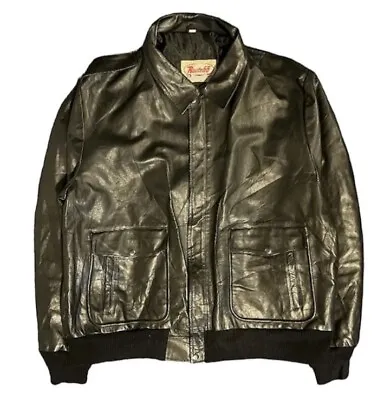 Buy Route 66 Vintage  Black Leather A2 Style Aviator Flying Jacket Size XXL • 29£