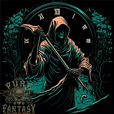 Buy Grim Reaper Time Skull Death Gothic Mens Cotton T-Shirt Tee Top • 11.75£