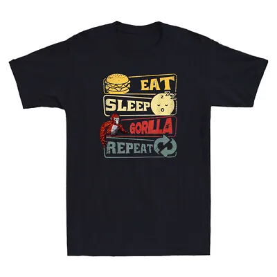Buy Eat Sleep Gorilla Decorations Repeat Funny Game Gamer Gift Vintage Men's T-Shirt • 19.99£