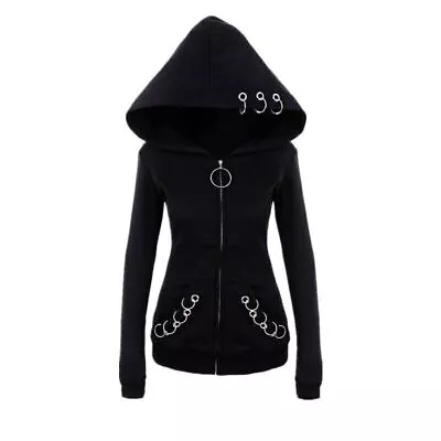Buy Woman Gothic Steampunk Hooded Sweatshirt Hoodie Coat Loose Jacket Pullover Tops/ • 22.86£